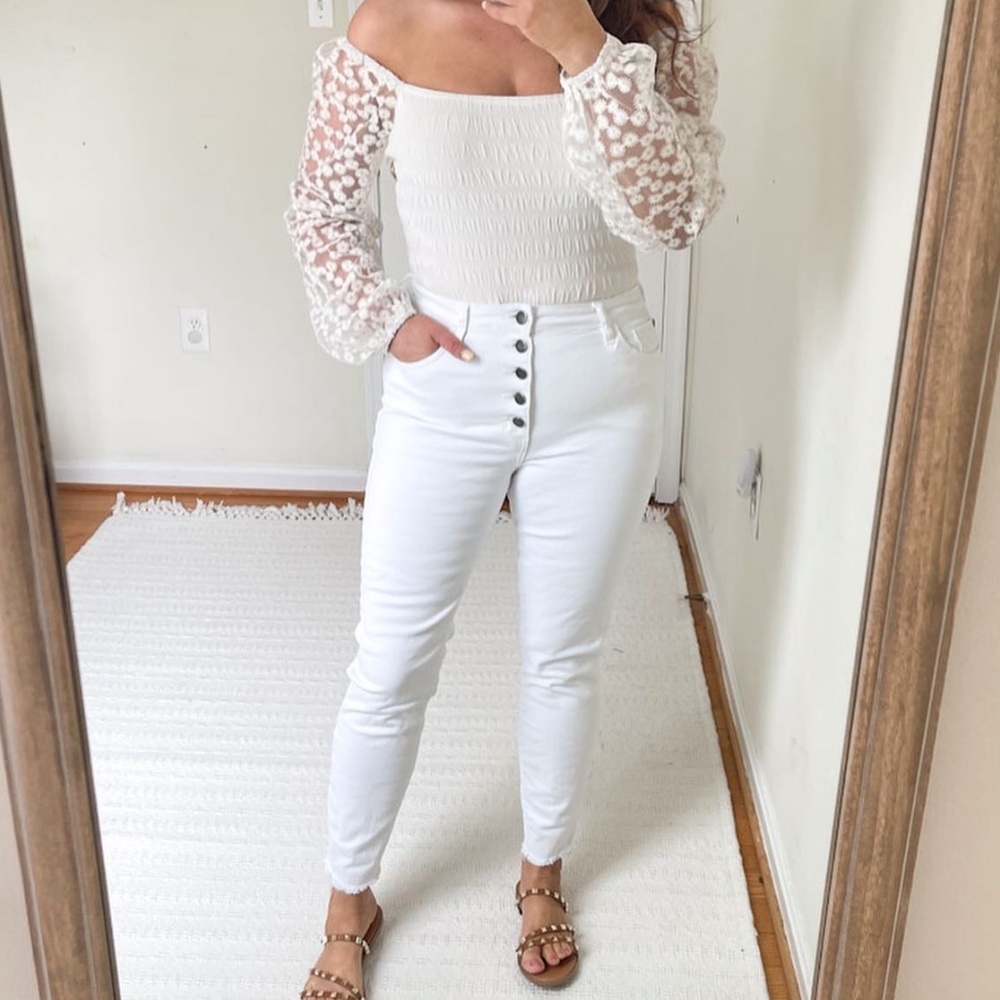 Pink Lily White Denim Skinny Jeans